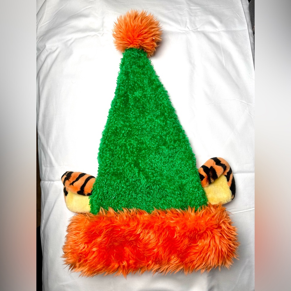 Disney Tigger Hat Santa Elf Green Orange Fuzzy Adult Christmas Ears Pooh Adult